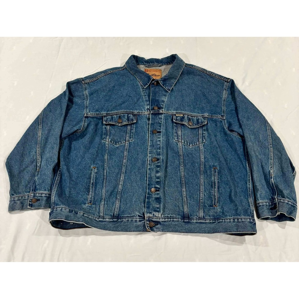Levi Strauss Signature Mens Denim Trucker Jacket Medium Wash Blue 4XL Cotton